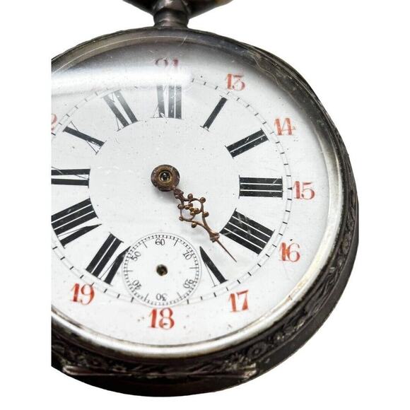 Ancre Ligne Droite Silver Pocket Watch Precision Straight Line Lever Engraved 2" - Picture 3 of 14